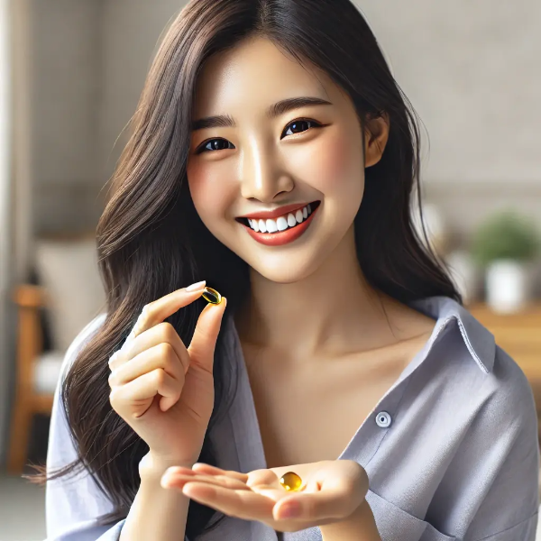 오메가3를 복용하는 동양인 여성