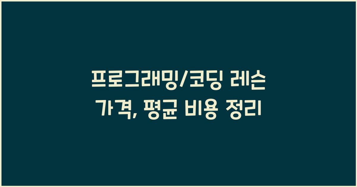 프로그래밍/코딩 레슨 가격 금액 업체 평균 비용