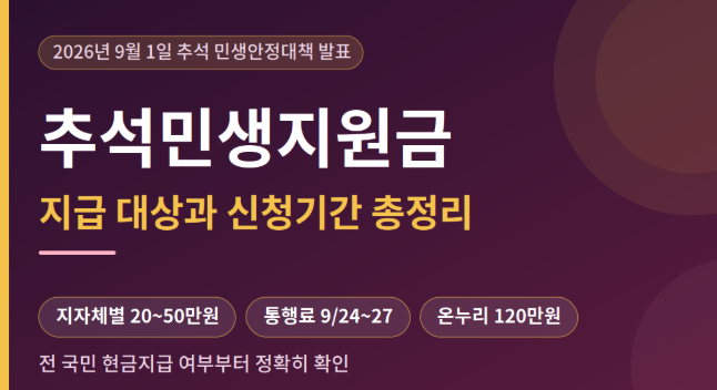 추석민생지원금 지역 금액 서울 인천