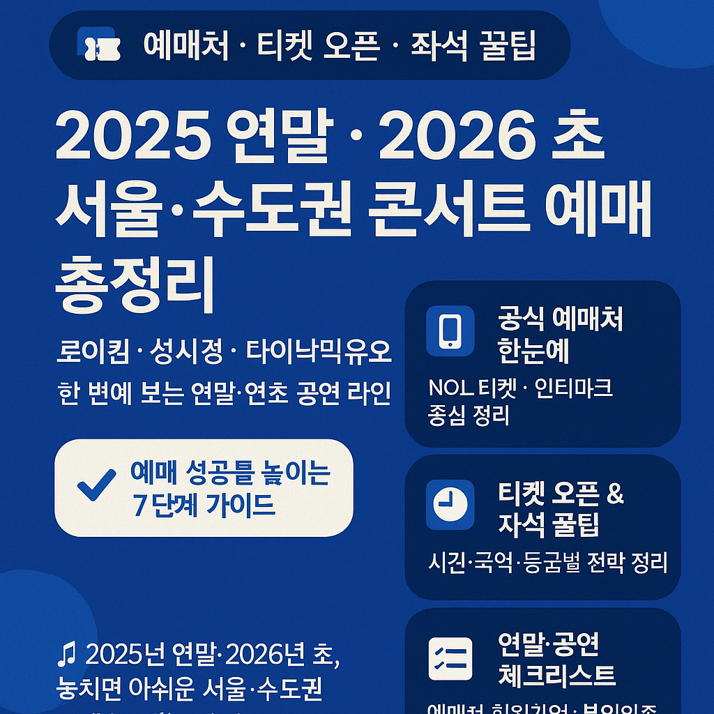 2025 연말·2026 초 서울·수도권 콘서트 예매 총정리