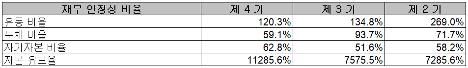 솔루스첨단소재 - 재무 안정성 비율