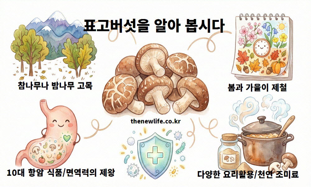 표고버섯 효능 기원 유래와 봄 가을 제철 시기