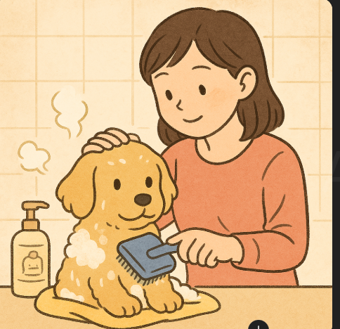 반려견의 털 관리와 목욕 방법에 관련한 이미지