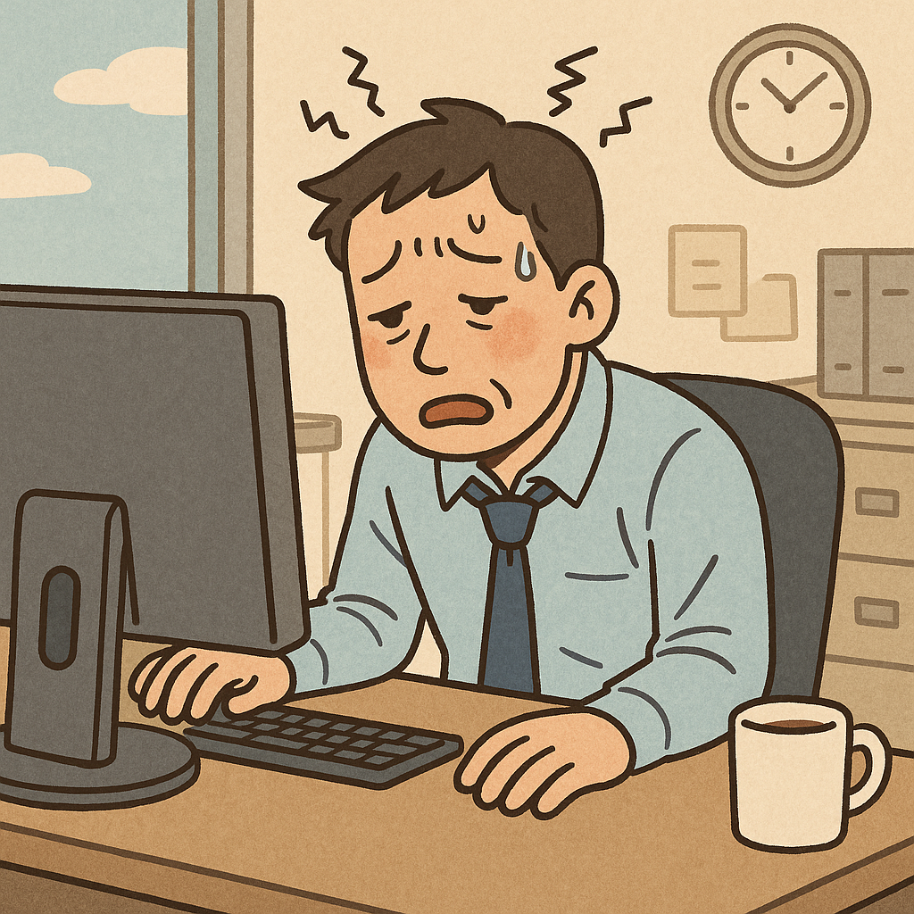 점심식사 후 혈당스파이크가 온 직장인의 모습