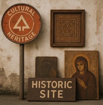 비공식 유산의 흔적들이 낡은 벽