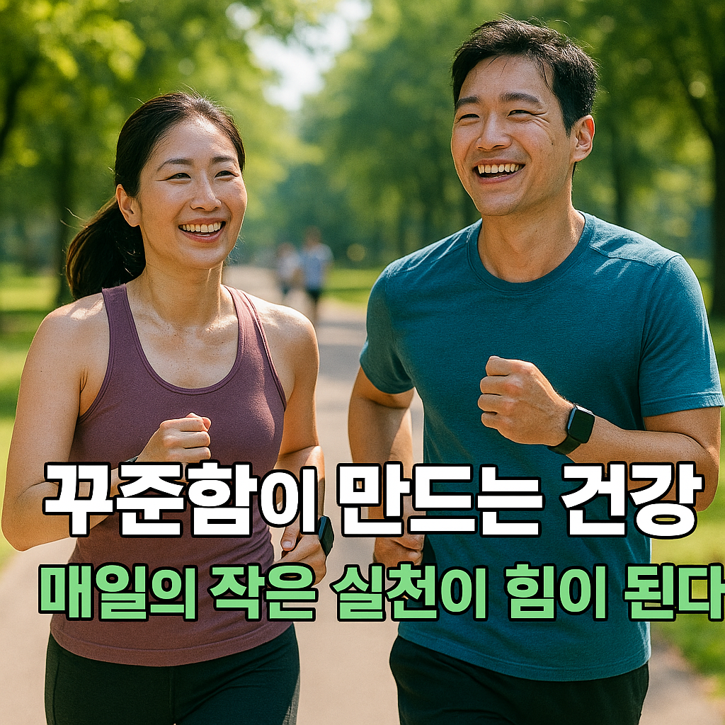 공원에서 함께 조깅하며 웃는 커플