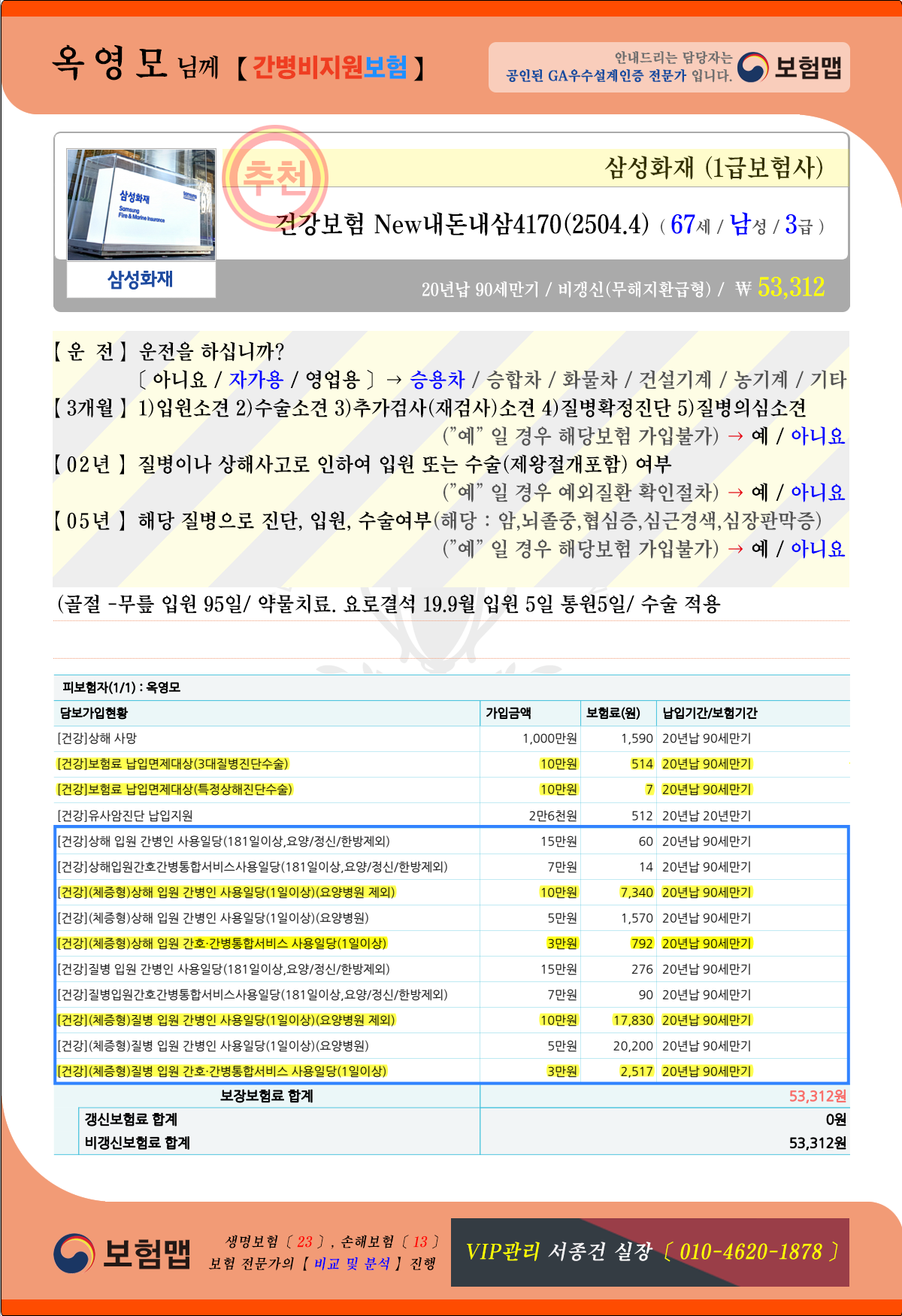 전문가의 간병비보험추천