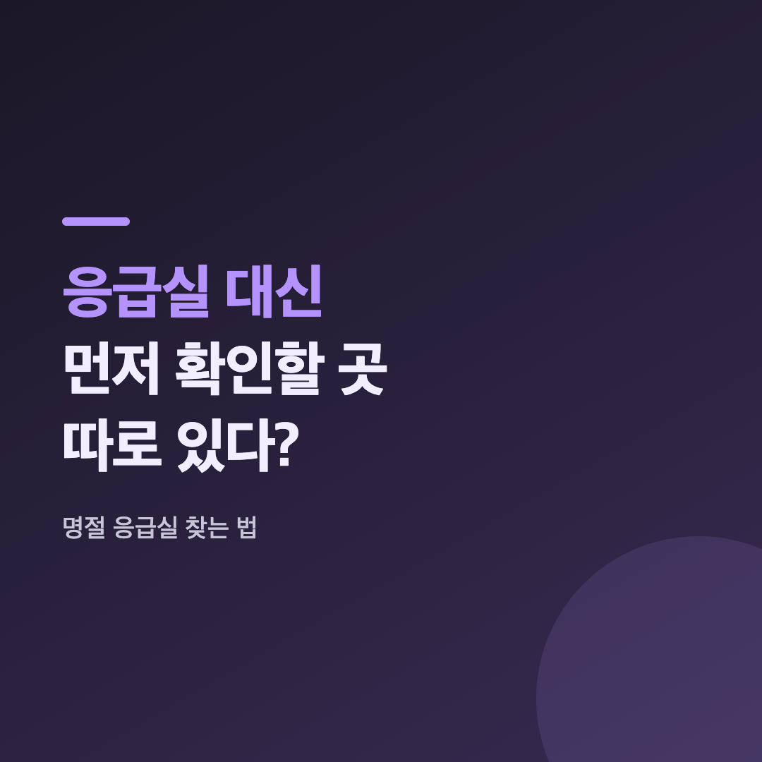 연휴 기간 문 연 병원과 약국을 조회할 수 있는 응급의료포털 화면