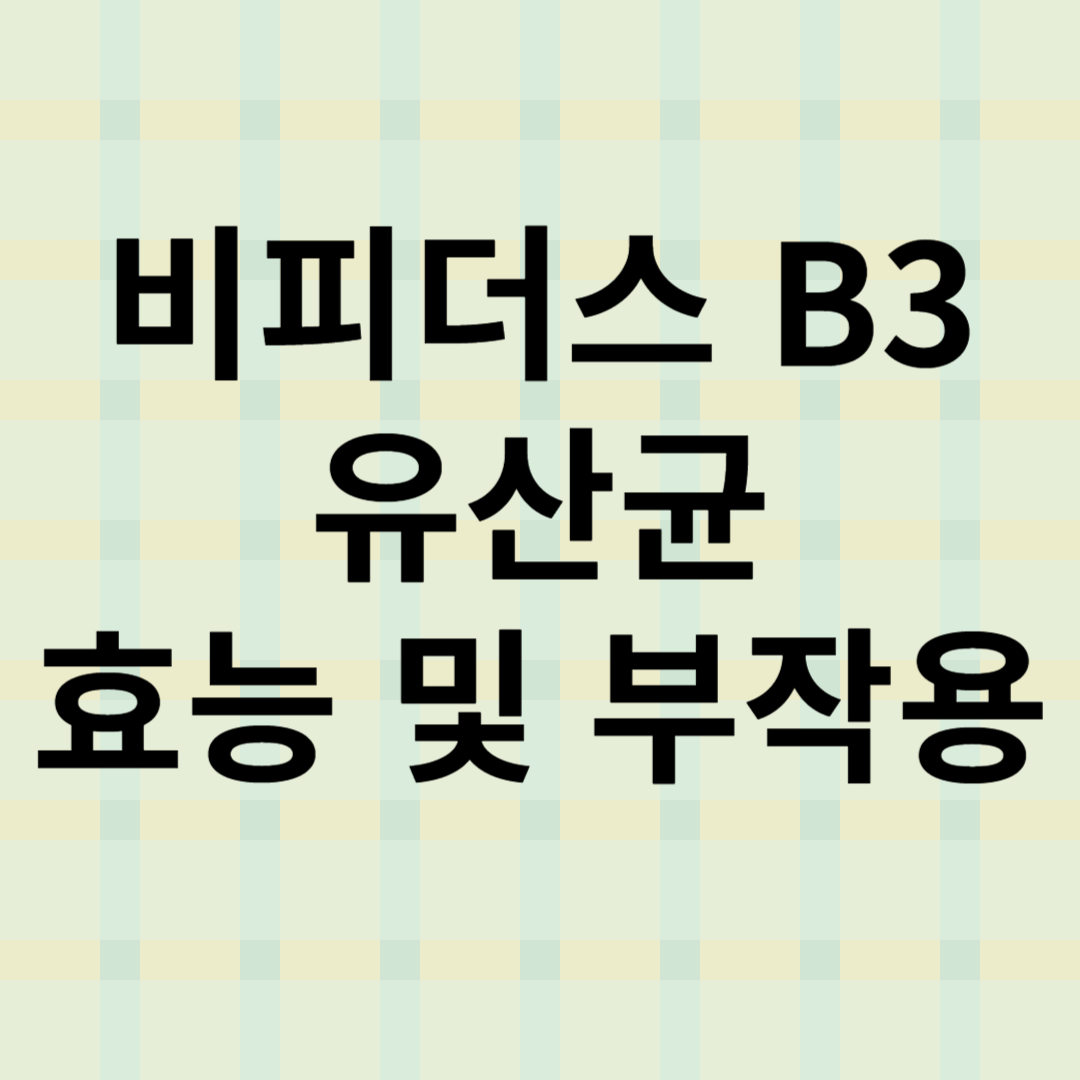 비피더스 b3 유산균의 효능 및 부작용