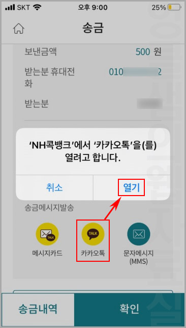 농협 카카오톡 송금