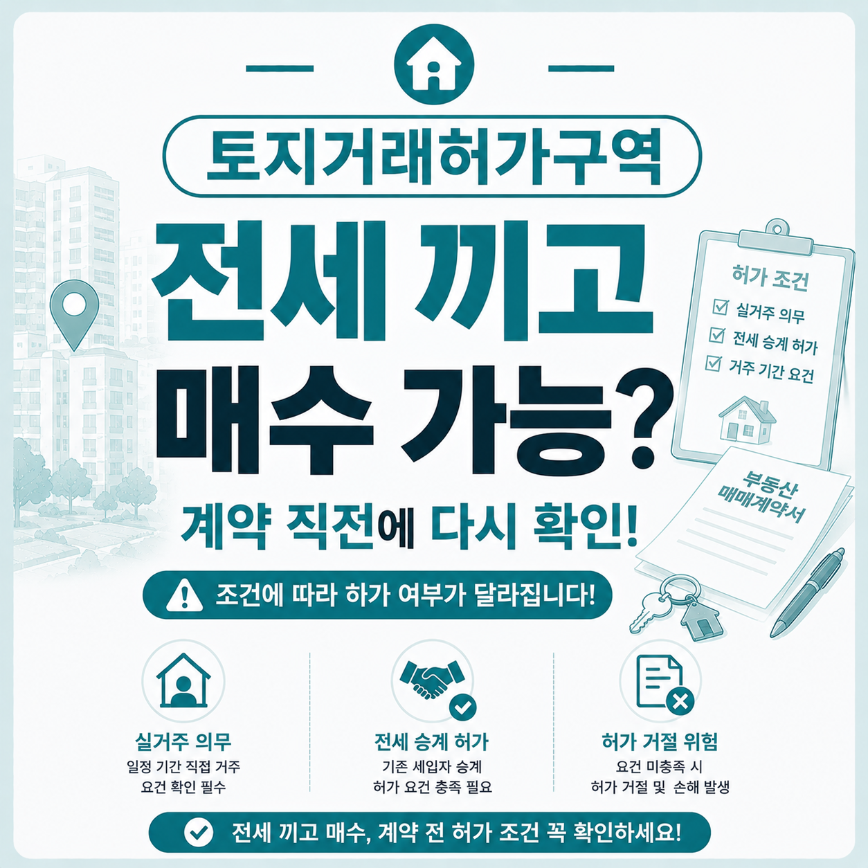 토지거래허가구역 전세 낀 아파트 매수 가능 여부 계약 전 확인