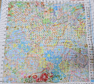 40&times;50 인쇄 십자수 작업 중, 꽃 부분을 채우면서 느낀 점