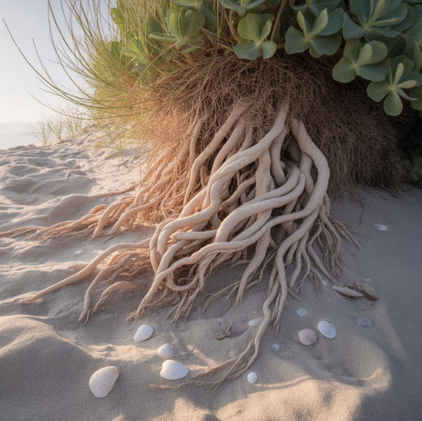모래땅을 붙잡는 '뿌리'의 힘