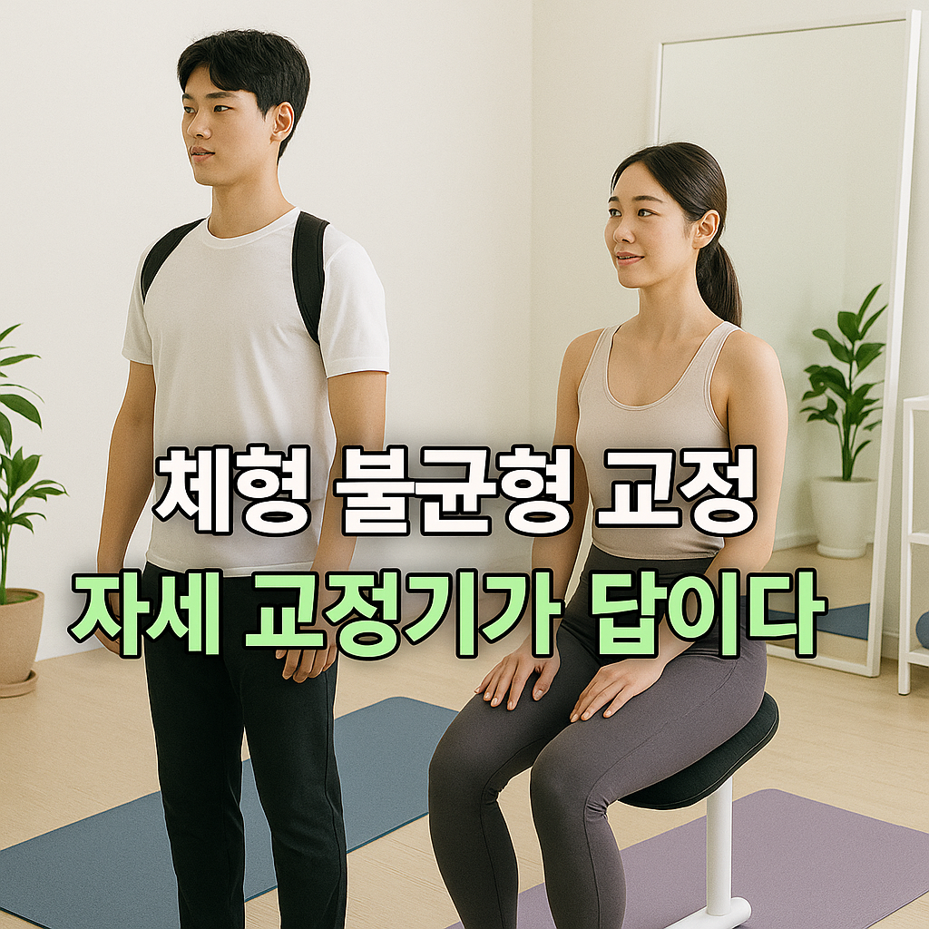 자세 교정기로 체형을 바로잡는 모습
