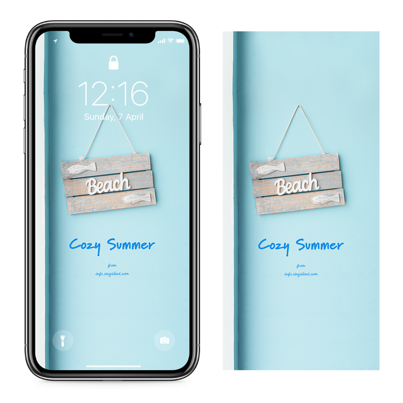 08 나무 팻말 C - Cozy Summer 아이폰하늘색배경화면