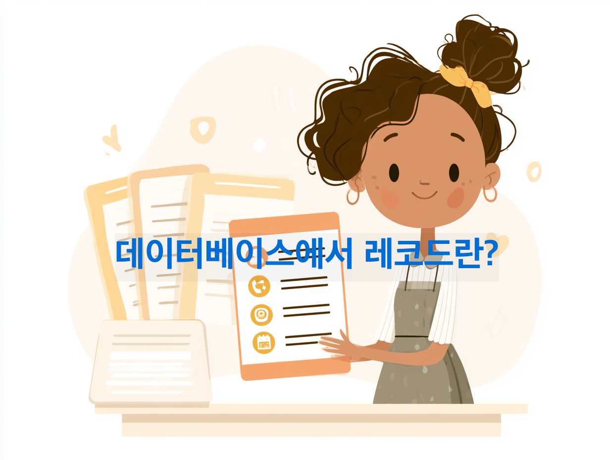 데이터베이스 레코드를 도서관 회원카드에 비유한 교육용 일러스트