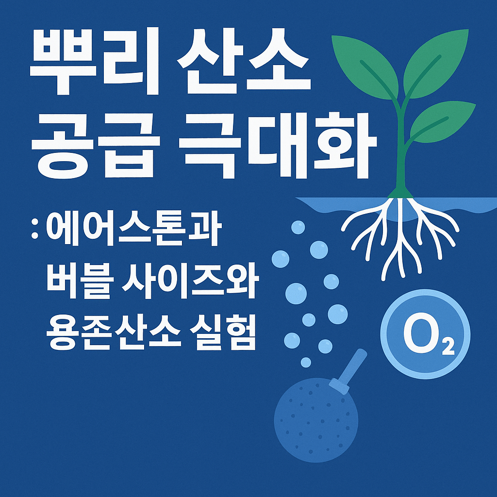 뿌리 산소 공급 극대화 : 에어스톤과 버블 사이즈와 용존산소 실험