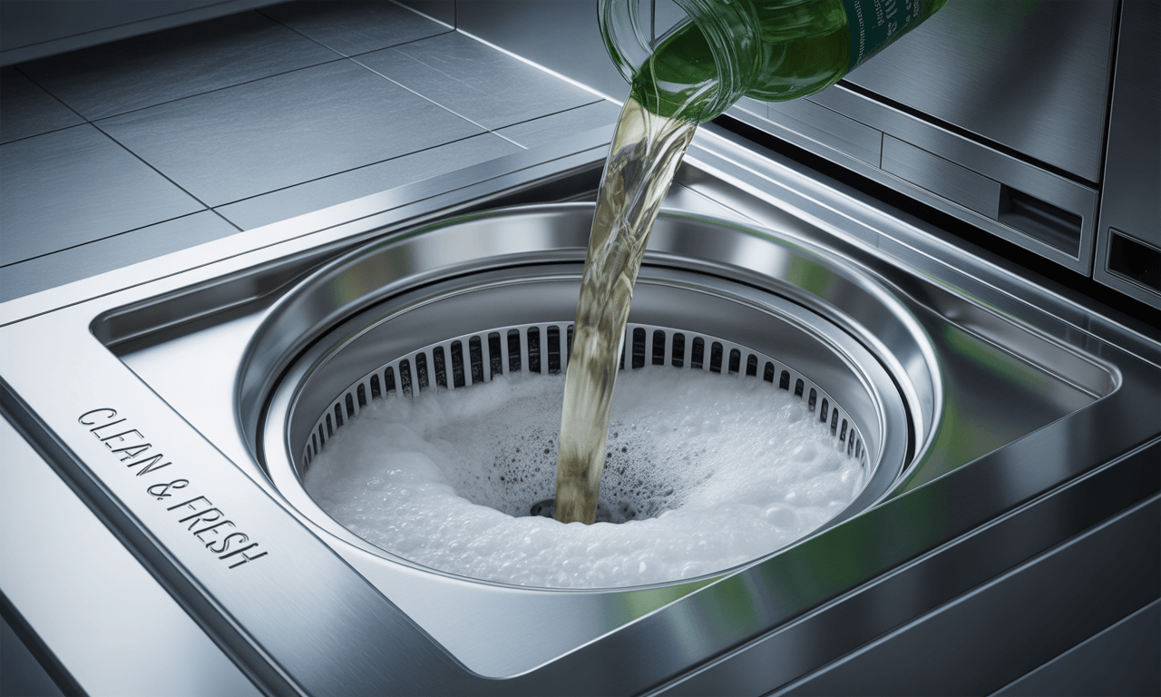 세탁기-배수구에서-올라오는-악취-원인-세탁기-필터에-액체를-붓는-모습