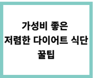 가성비 좋은 저렴한 다이어트 식단 꿀팁