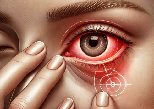 충혈된 눈 클로즈업