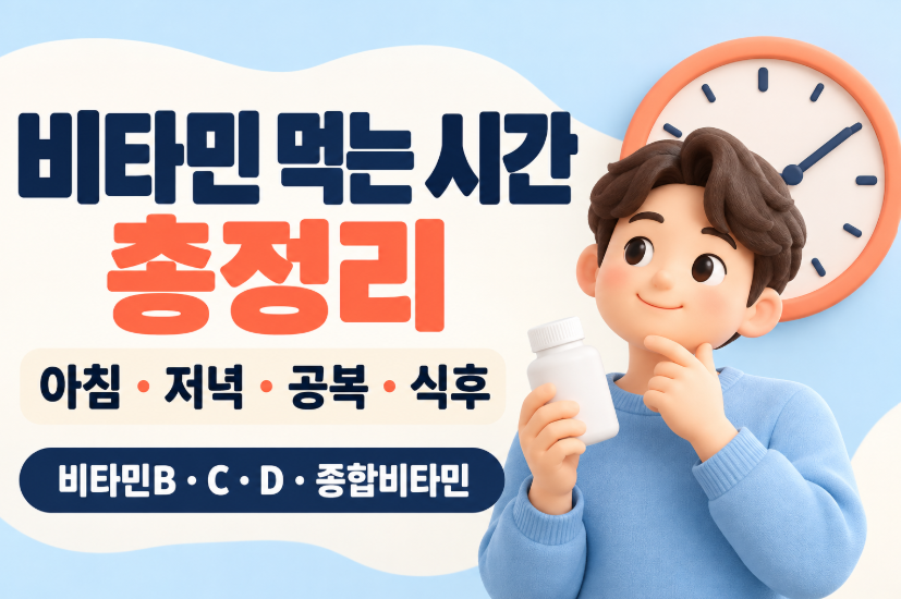 비타민 먹는 시간 총정리｜아침&middot;저녁&middot;공복&middot;식후&middot;비타민B&middot;C&middot;D&middot;종합비타민 복용법