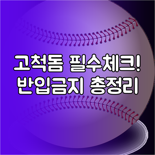 고척돔 야구장 음식물 반입 기준과 주..