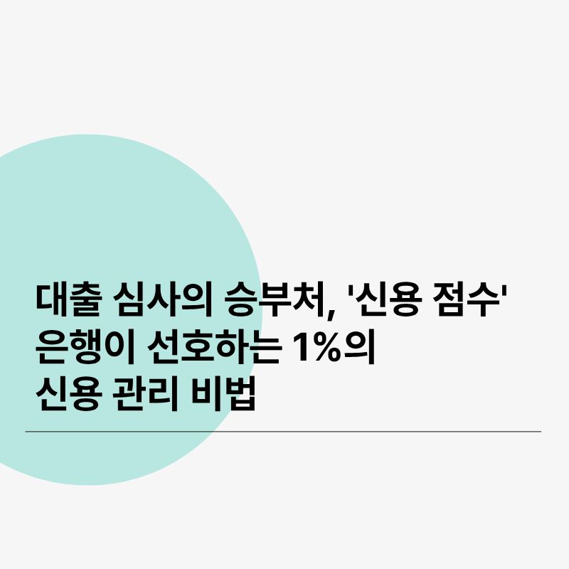 대출 심사의 승부처, '신용 점수'은행이 선호하는 1%의 신용 관리 비법