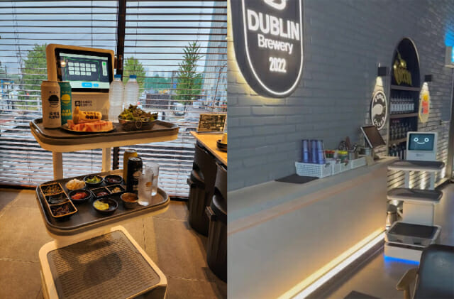 레인보우로보틱스 첫 서빙로봇이 실증을 진행 중인 모습