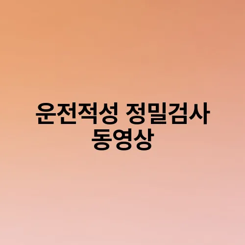 운전적성 정밀검사 동영상