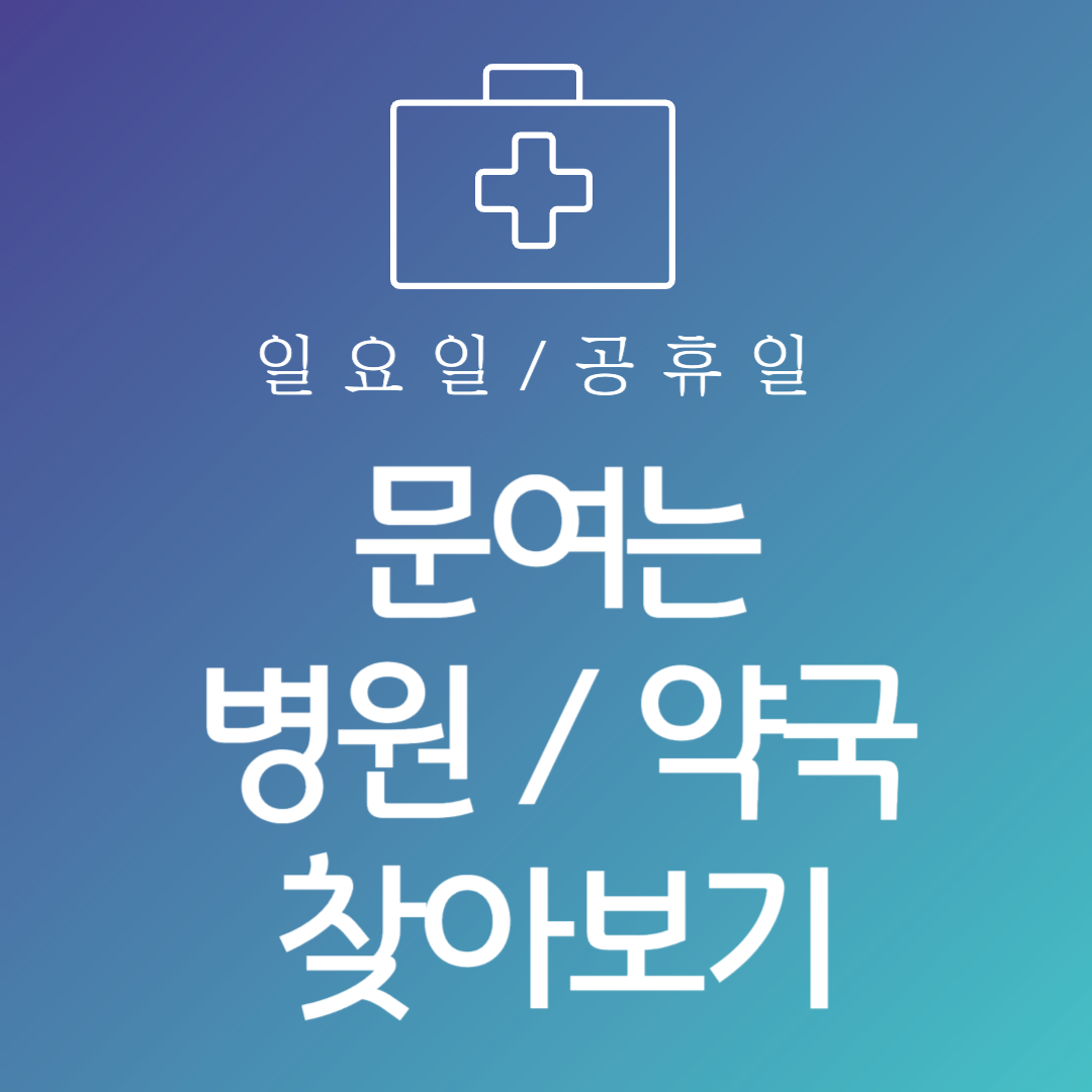 일요일 공휴일 문여는 병원 24시 약국 찾아보기