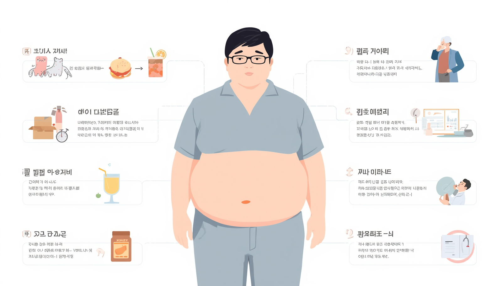 공복혈당이 높아지는 주요 위험요인을 설명하는 이미지