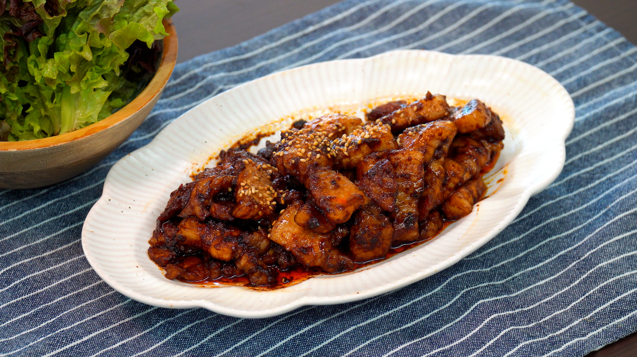 완성된 고추장 삼겹살