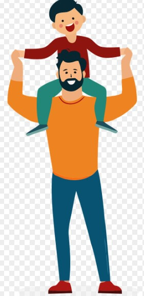 아들을 어깨동무하고 있는 아버지