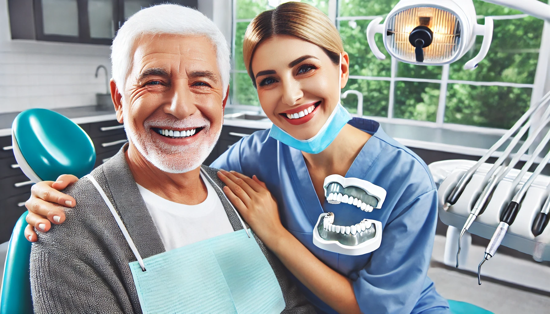 치과에서-의사와-웃고있는-노인