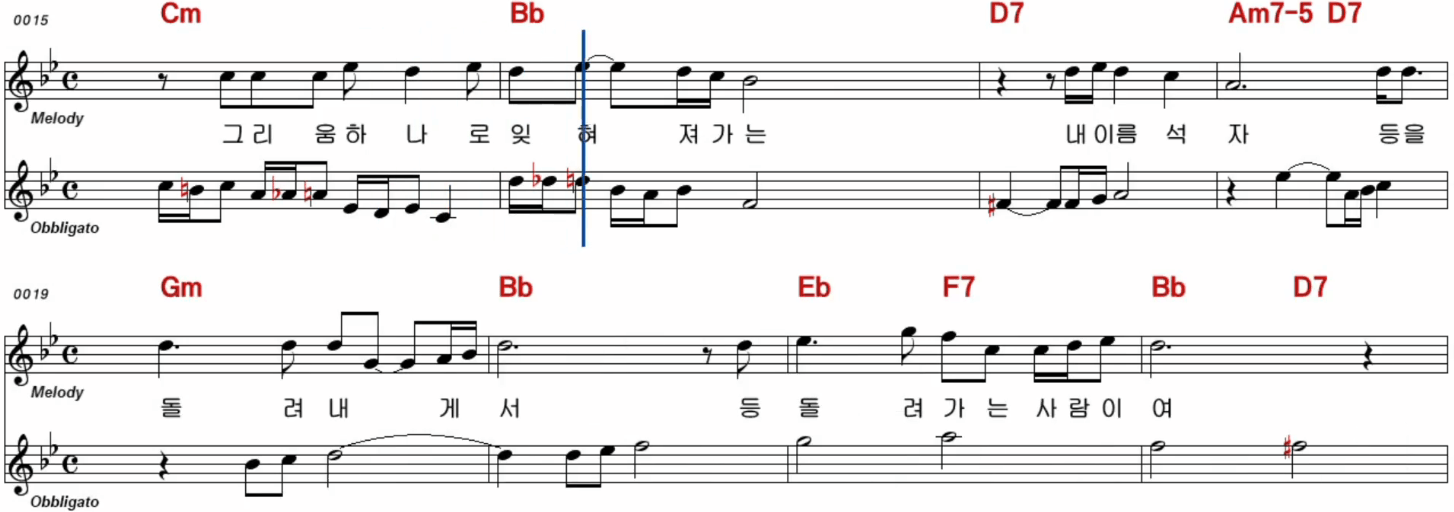 혜은이 비가 악보