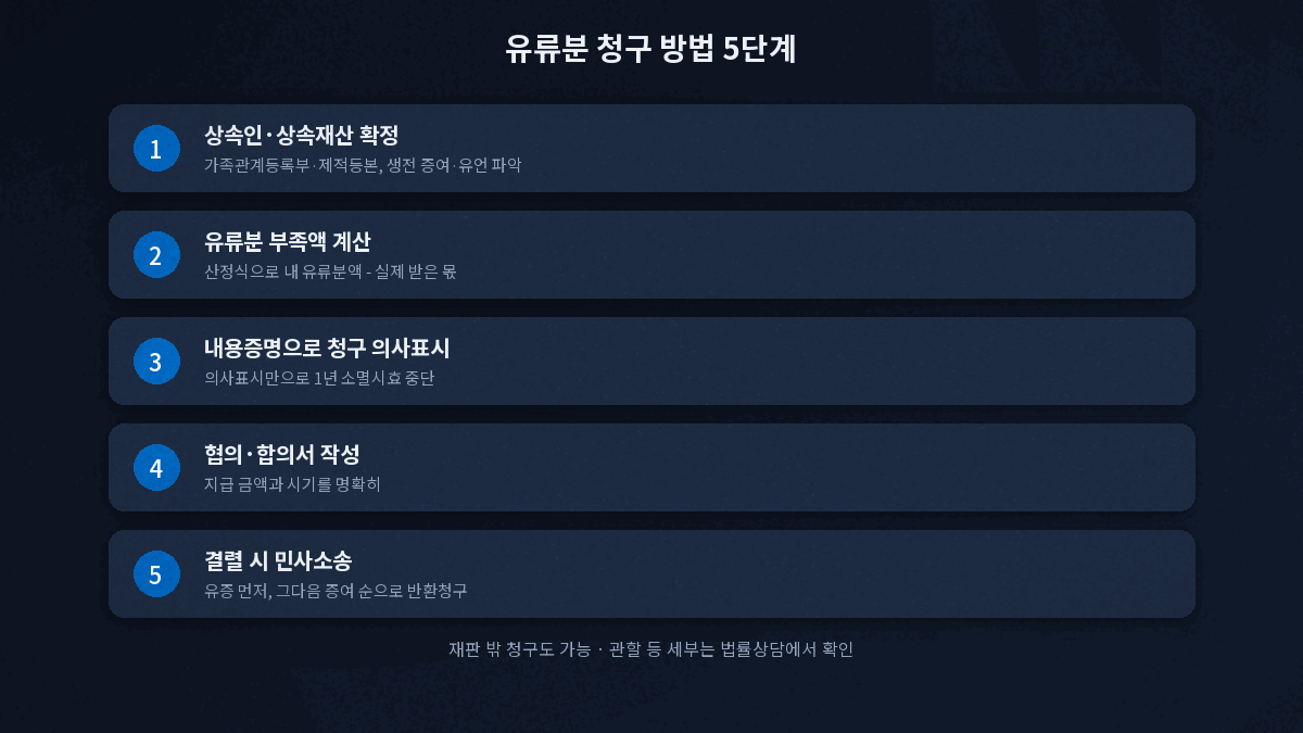 유류분 청구 방법 절차 상속인 확정 계산 내용증명 협의 소송