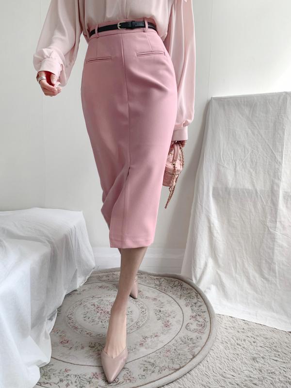 무배벨트세트 인디핑크 H라인 미디스커트 3col