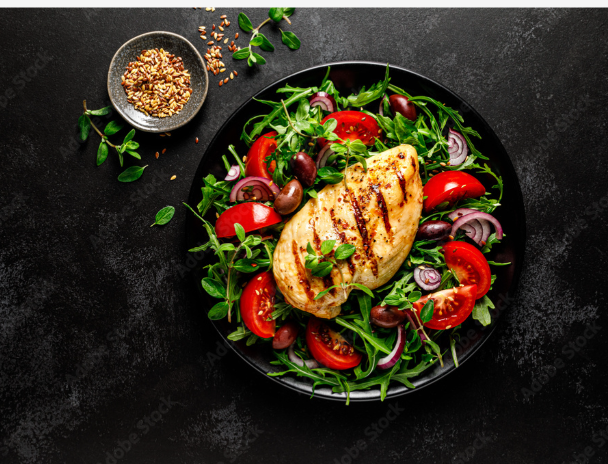 건강에 좋은 채소 연어 이미지