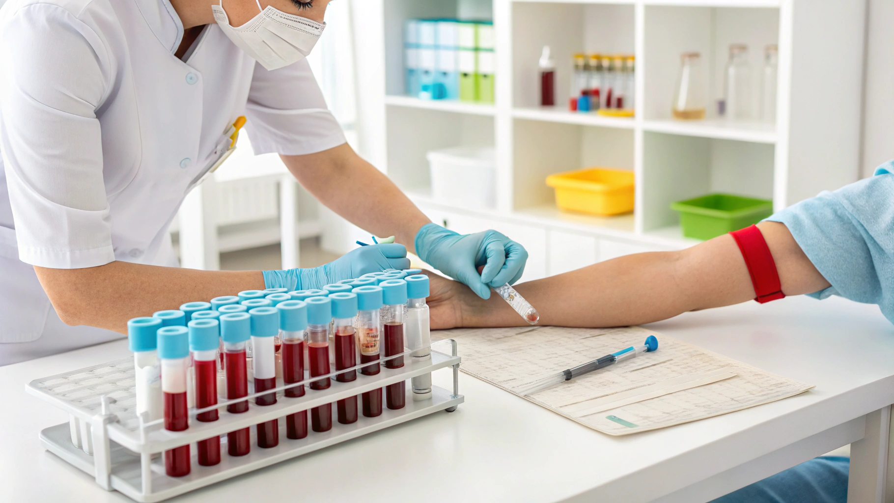 음식물 과민증 검사를 위한 병원 혈액검사 장면 이미지