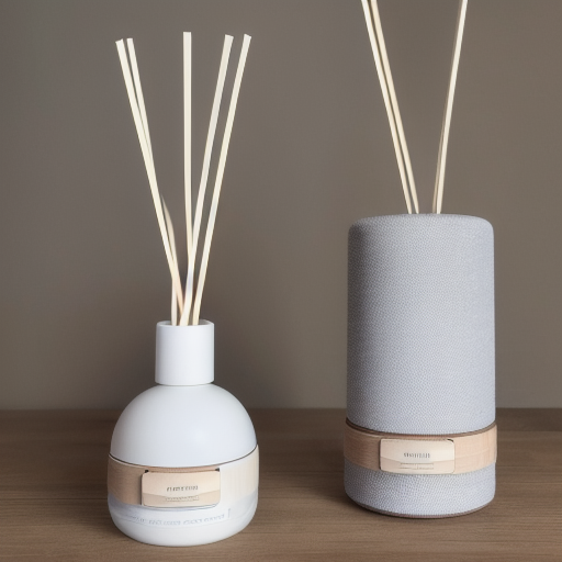 나무 테이블위에 올려져있는 디퓨저 2개