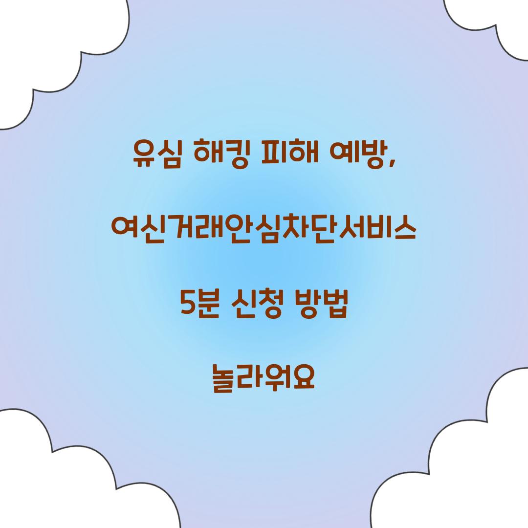 유심 해킹 피해 예방: 5분 만에 신청하는 여신거래안심차단서비스