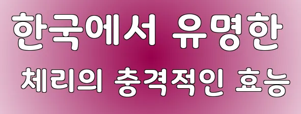 한국에서 유명한 체리의 충격적인 효능