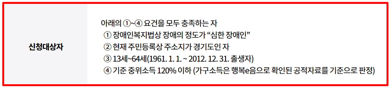 2025 경기도 장애인 기회소득 월 10만원 지원대상 신청방법