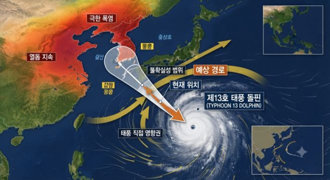 돌핀 예상경로: 2026년 제13호 태풍, 40도 역대급 폭염 전망 시나리오 총정리