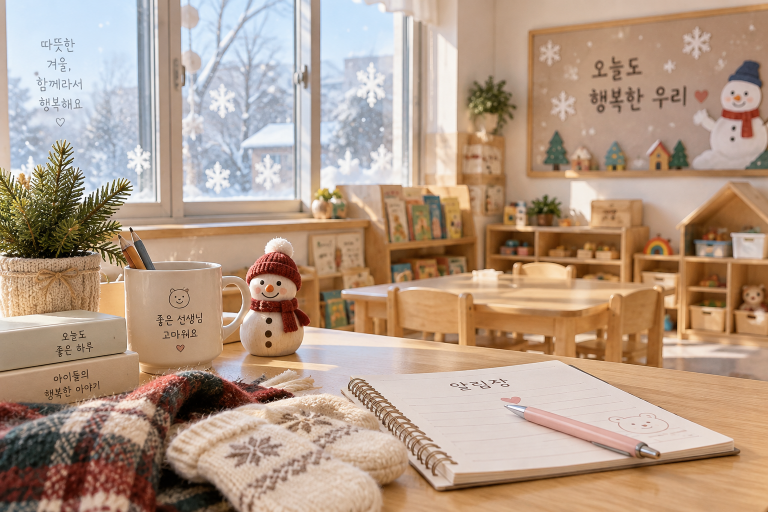 따뜻한 겨울 교실의 알림장
