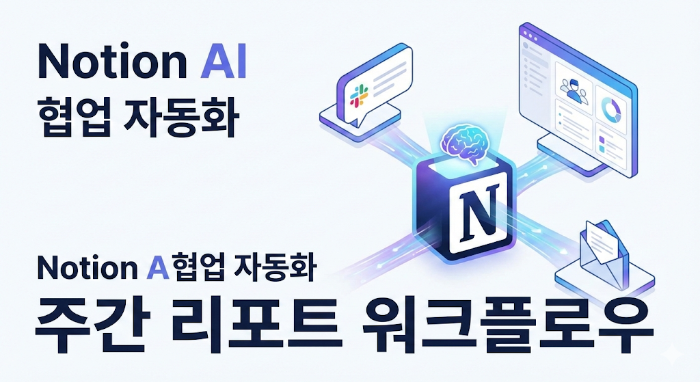 Notion AI를 활용한 부서 업무 자동화 및 주간 리포트 슬랙 연동 워크플로우 개념도