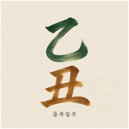 을축일주 乙丑 오행색 캘리그래피