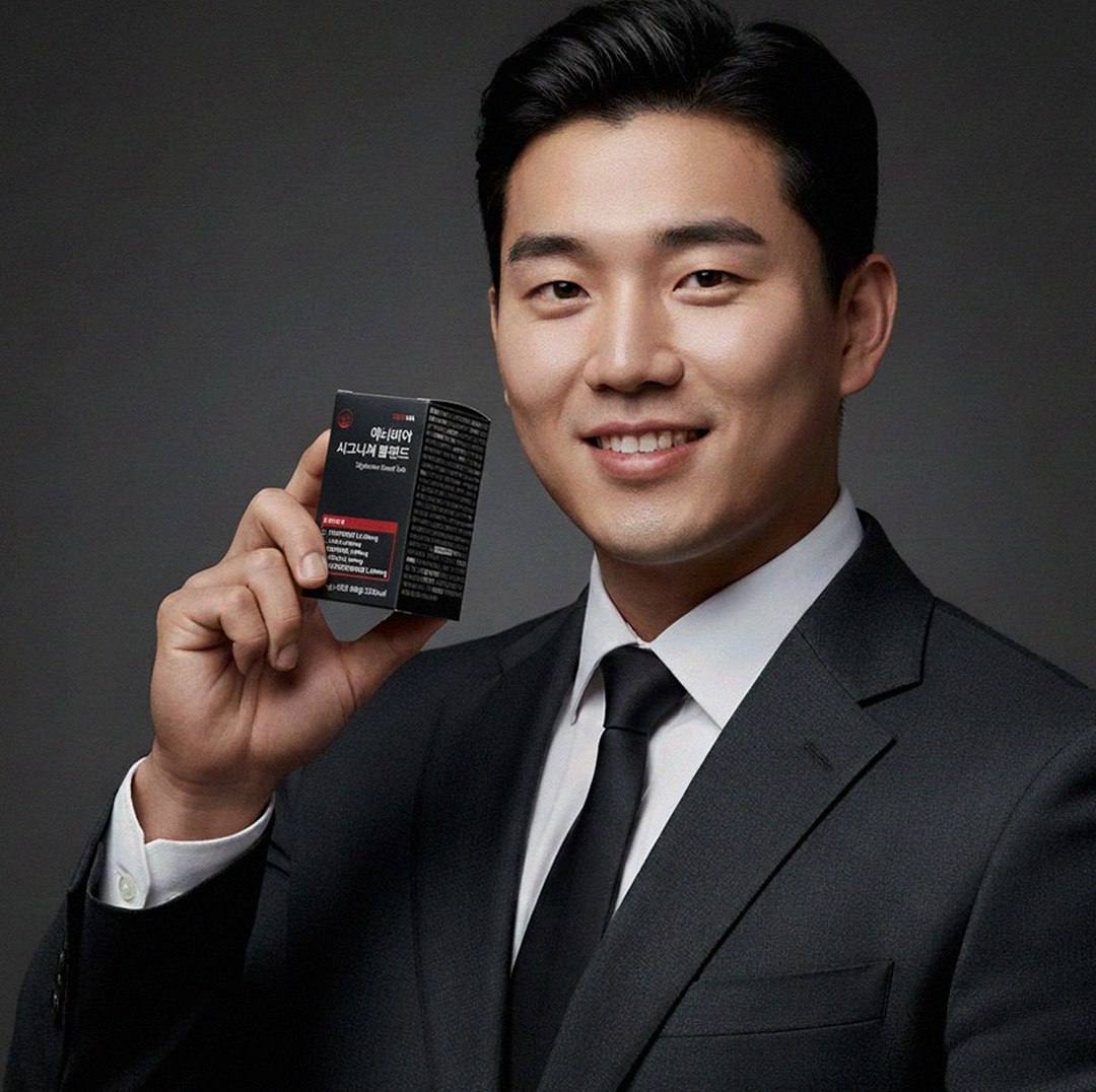 Korean Asian man in 30s preparing supplements early morning dark room