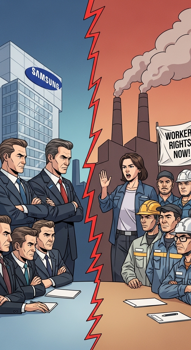 갈등 상황을 보여주는 대립하는 두 집단의 그래픽