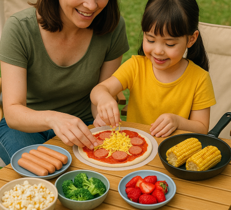 캠핑 음식 관련 사진